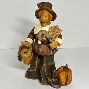 Vintage Ganz Thanksgiving Pilgrim Fall Harvest Figurine Decor Farmhouse Wooden